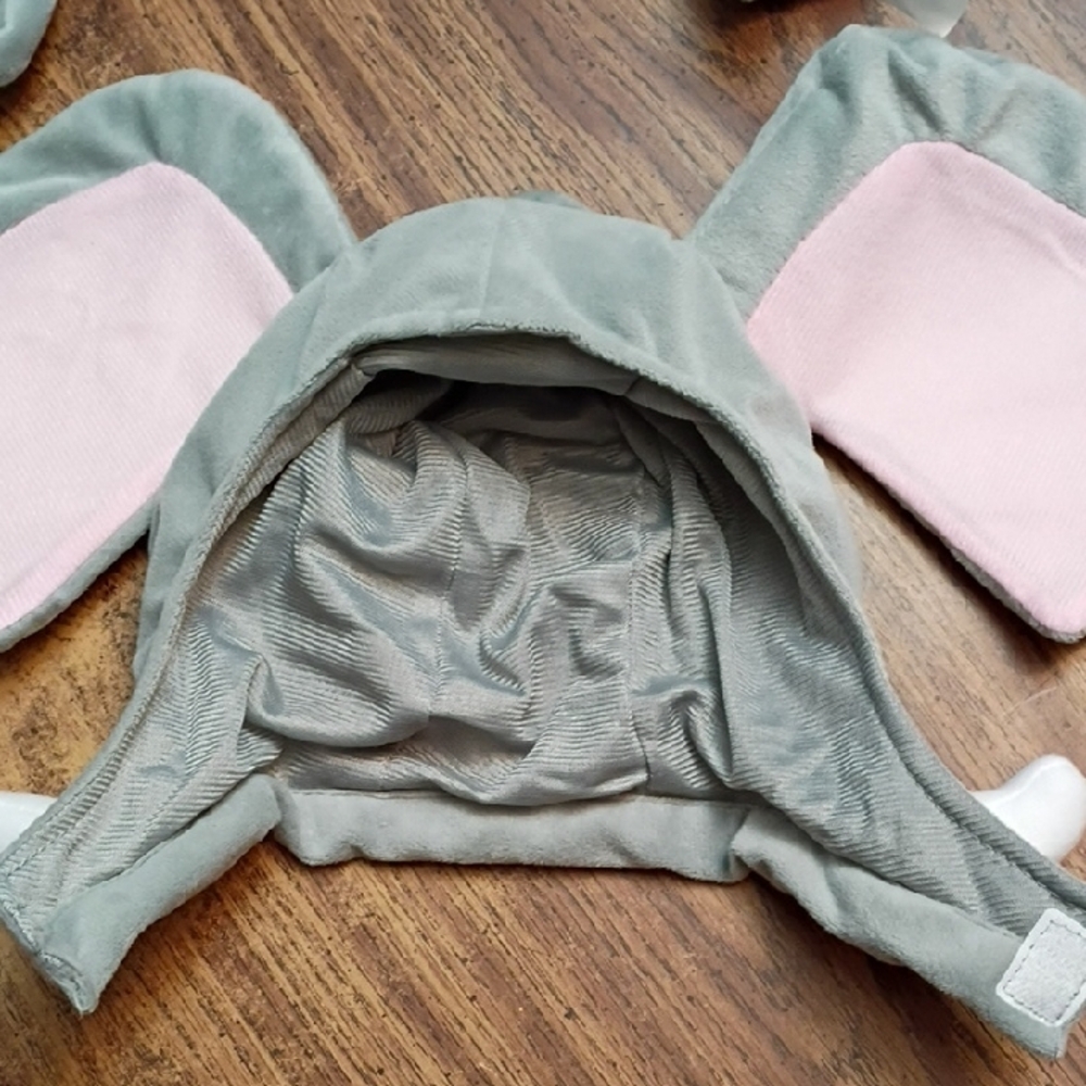 🐘 Gray Elephant Costume with Pink Ears Size 0-6 Months - Picture 11 of 12